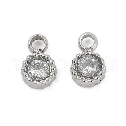 304 Stainless Steel Micro Pave Cubic Zirconia Pendants STAS-I325-024P-1