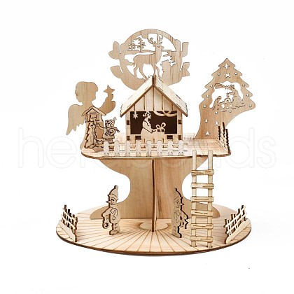 DIY Christmas Style Hand Painting 3D Courtyard Crafts Assembly Kit DIY-N004-01-1