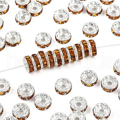 Brass Rhinestone Spacer Beads X-RB-A014-Z8mm-17S-1