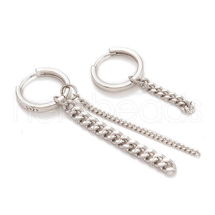 Anti-Tarnish Rhodium Plated 925 Sterling Silver Huggie Hoop Earrings EJEW-H101-03P-1