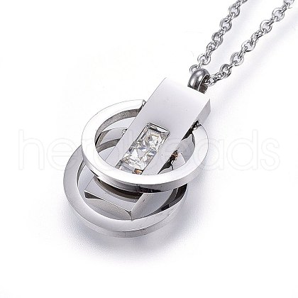 304 Stainless Steel Pendant Necklaces NJEW-G315-02P-1