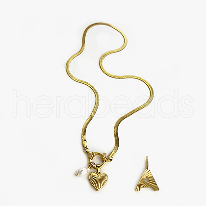 304 Stainless Steel Letter and Heart Pendant Necklaces for Women FS-WG694DF-01-1
