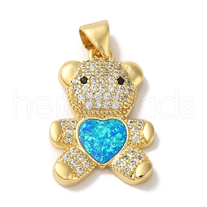 Rack Plating Brass Micro Pave Clear Cubic Zirconia Pendants KK-P268-05A-G02-1