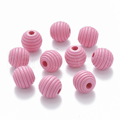 Painted Natural Wood Beehive Beads WOOD-Q040-019B-A02-1