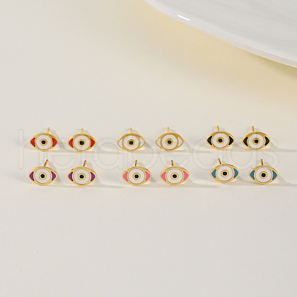 6 Pairs 6 Colors Stainless Steel Stud Earrings Set for Women BC0427-1