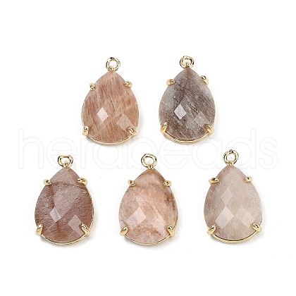 Natural Sunstone Faceted Pendants G-K347-05G-08-1