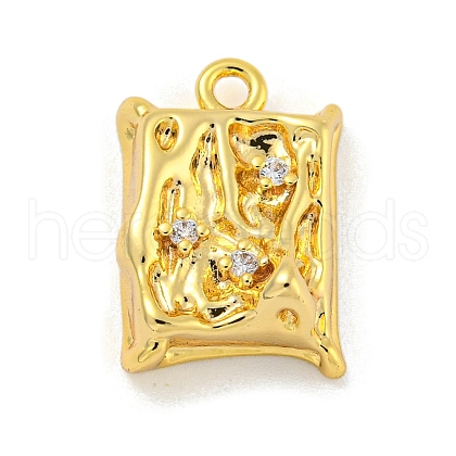 Brass Micro Pave Clear Cubic Zirconia Pendants KK-O008-01D-G-1