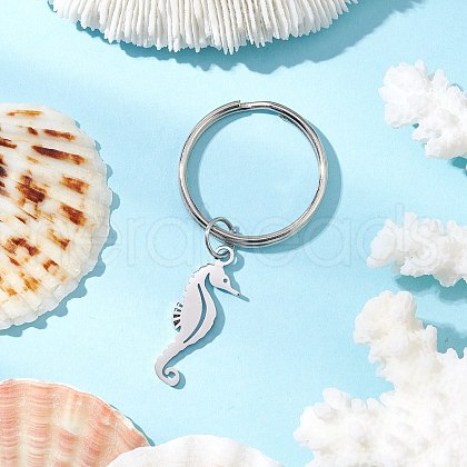 Ocean Theme 304 Stainless Steel Keychains KEYC-JKC01213-09-1