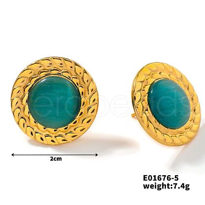 Cute Flat Round Cat Eye Stud Earrings for Summer DG6312-5-1