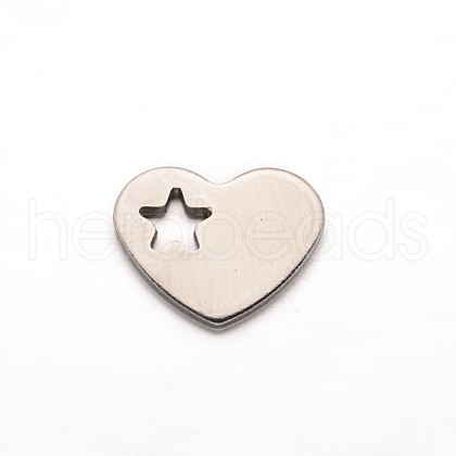 Non-Tarnish Heart with Star 304 Stainless Steel Charms STAS-M211-02-1