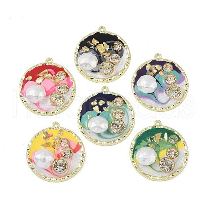 Rack Plating Alloy Enamel Pendants FIND-I038-14-1