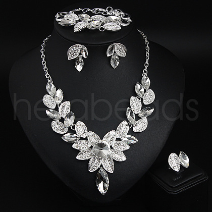 Leaf Alloy Glass Jewelry Sets for Women FS-WG27195-07-1
