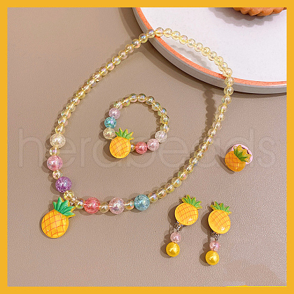 Fruits Plastic Necklace & Bracelets & Earring & Rings Sets for Kids FS-WGEB71F-05-1