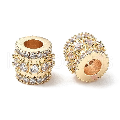 Brass Micro Pave Cubic Zirconia European Beads KK-A254-17G-1