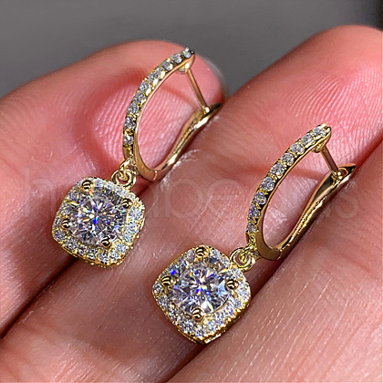 Brass Cubic Zirconia Hoop Earrings WGBBAEC-05-1