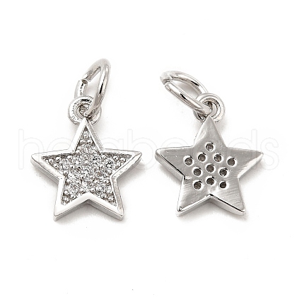 Brass Micro Pave Cubic Zirconia Charms KK-E068-VB247-1