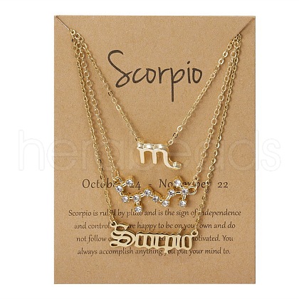 3Pcs 3 Styles Alloy Crystal Rhinestone Constellation Pendant Necklaces Sets WGEBB06-15-1