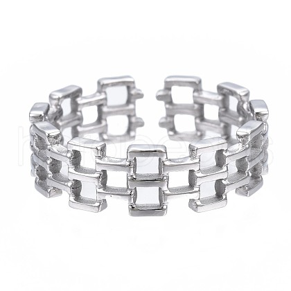 304 Stainless Steel Square Open Cuff Ring RJEW-T023-15P-1