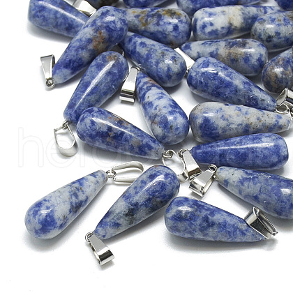 Natural Blue Spot Jasper Pendants G-T081-13-1
