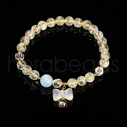 Natural Citrine Beads Charm Bracelets WGCCAF7-01-1