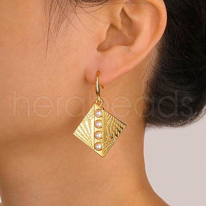 Brass Imitation Pearl Dangle Earrings GH2902-3-1