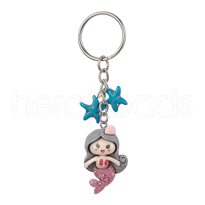 Mermaid Opaque Resin Pendant Keychain KEYC-JKC00624-05-1