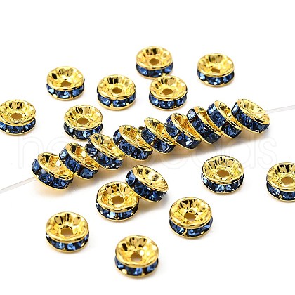 Brass Grade A Rhinestone Spacer Beads RSB038NF-14G-1