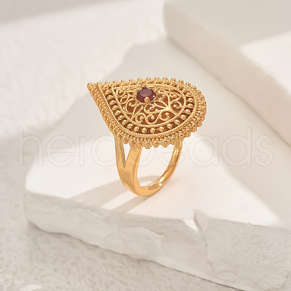 Brass Micro Pave Cubic Zirconia Adjustable Finger Rings for Women TD9385-3-1