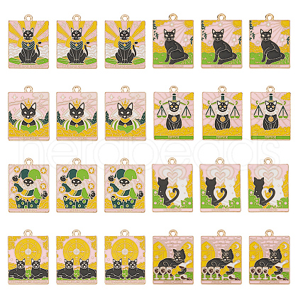 HOBBIESAY 24Pcs 8 Sytyles Alloy Enamel Rectangle Pendants ENAM-HY0001-43-1