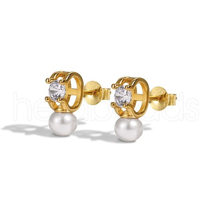 925 Sterling Silver Micro Pave Cubic Zirconia Earrings EJEW-Q804-03G-1
