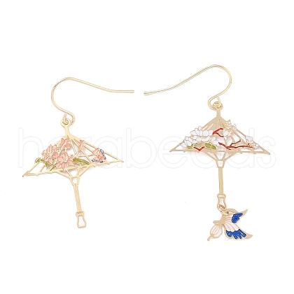 Vintage Umbrella and Butterfly Dangle Earrings for Girl Women Gift EJEW-P266-02LG-1