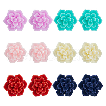 FIBLOOM 6 Pairs 6 Colors 3D Flower Polymer Clay Stud Earrings with 304 Stainless Steel Pins EJEW-FI0003-13-1