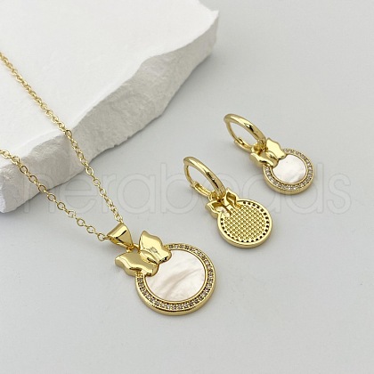 Brass Micro Pave Cubic Zirconia & Shell Jewelry Set FS-WG29B10-02-1