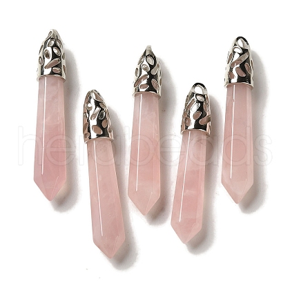 Natural Rose Quartz Pointed Big Pendants G-Z055-01P-14-1