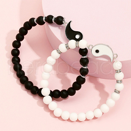 Alloy Enamel Yin-yang Link Bracelets WG68B43-01-1