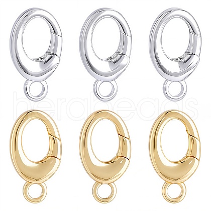 SUNNYCLUE 6Pcs 2 Colors Brass Spring Gate Rings FIND-SC0010-93-1