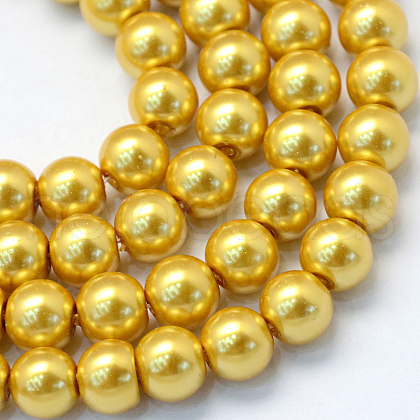 Baking Painted Pearlized Glass Pearl Round Bead Strands HY-Q003-10mm-31-1