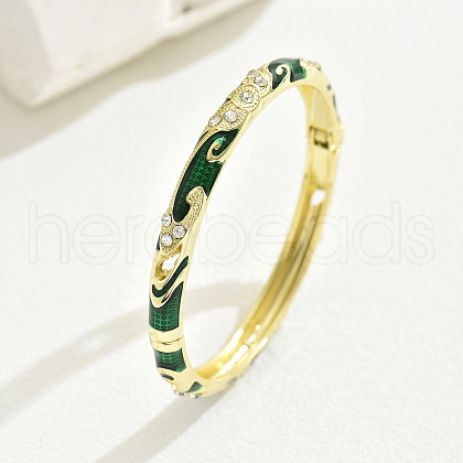 Fashionable Casual Retro Alloy Rhinestone Bangles with Enamel for Women QT6970-1-1