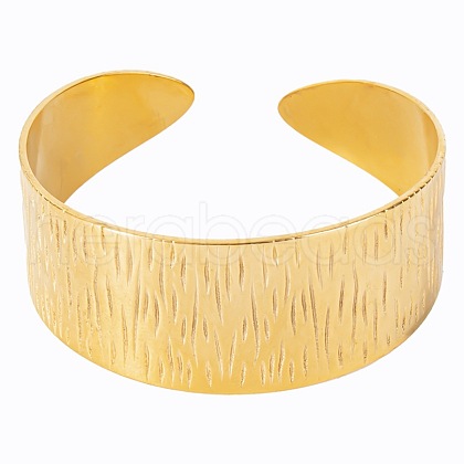 Vintage Texture 304 Stainless Steel Cuff Bangles for Women PG7009-2-1