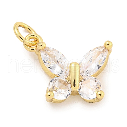 Rack Plating Brass Micro Pave CLear Cubic Zirconia Charms KK-Q814-04G-1