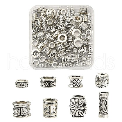 80Pcs 8 Styles Tibetan Style Alloy Beads TIBEB-FS0001-02-1