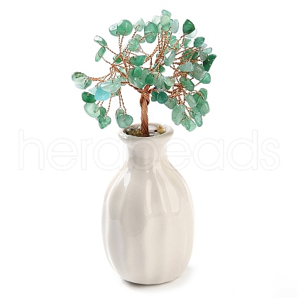 Mother's Day Natural Green Aventurine Chips Money Tree Decorations DJEW-C016-01A-1