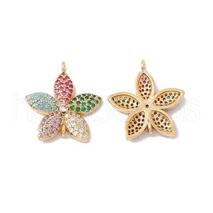Rack Plating Brass Micro Pave Colorful Cubic Zirconia Pendants ZIRC-C040-26G-1