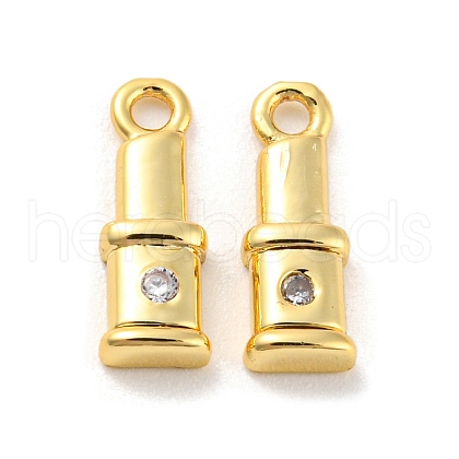 Rack Plating Brass Micro Pave Cubic Zirconia Charms KK-C038-06G-1