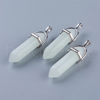 Synthetic Luminous Stone Double Terminated Pointed Pendants G-P359-03A-1