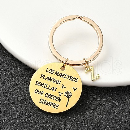 201 Stainless Steel & Brass Letter Keychain KEYC-YW00095-26-1