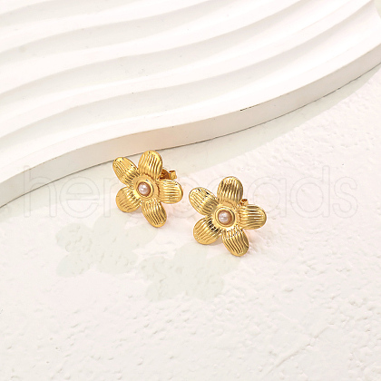 Elegant Stainless Steel Flower Stud Earrings AC1941-2-1