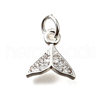 Fishtail Brass Micro Pave Cubic Zirconia Charms KK-L230-14S-1