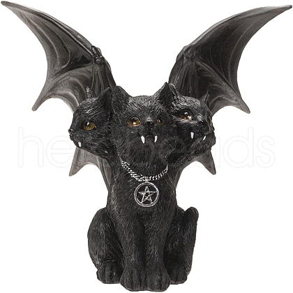 Resin Three Head Cat with Wing Figurine DARK-PW0001-071-1