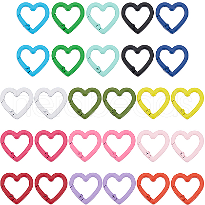 SOFPLATE 28Pcs 14 Colors Zinc Alloy Spring Gate Rings FIND-SP0002-61-1